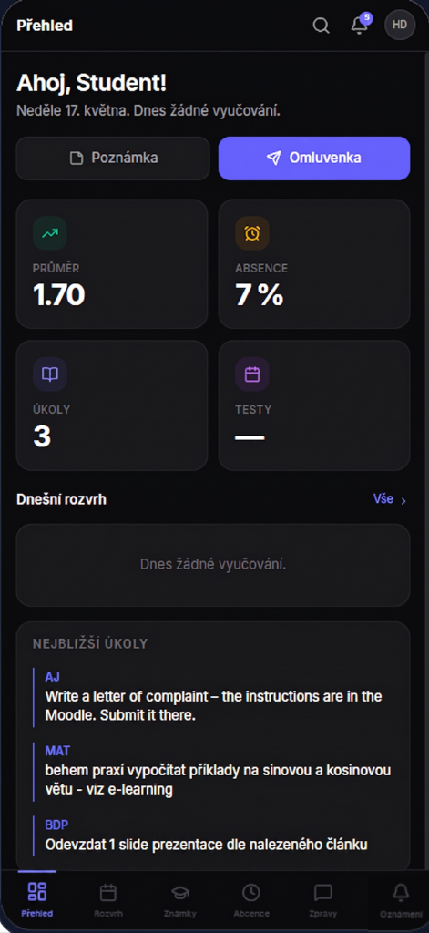 Bakaláři Redesign — mobilní aplikace